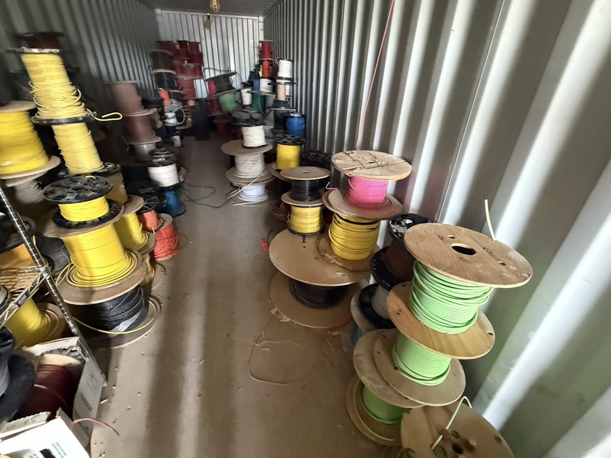 Assorted spools of surplus THHN electrical wire purchased from a warehouse liquidation