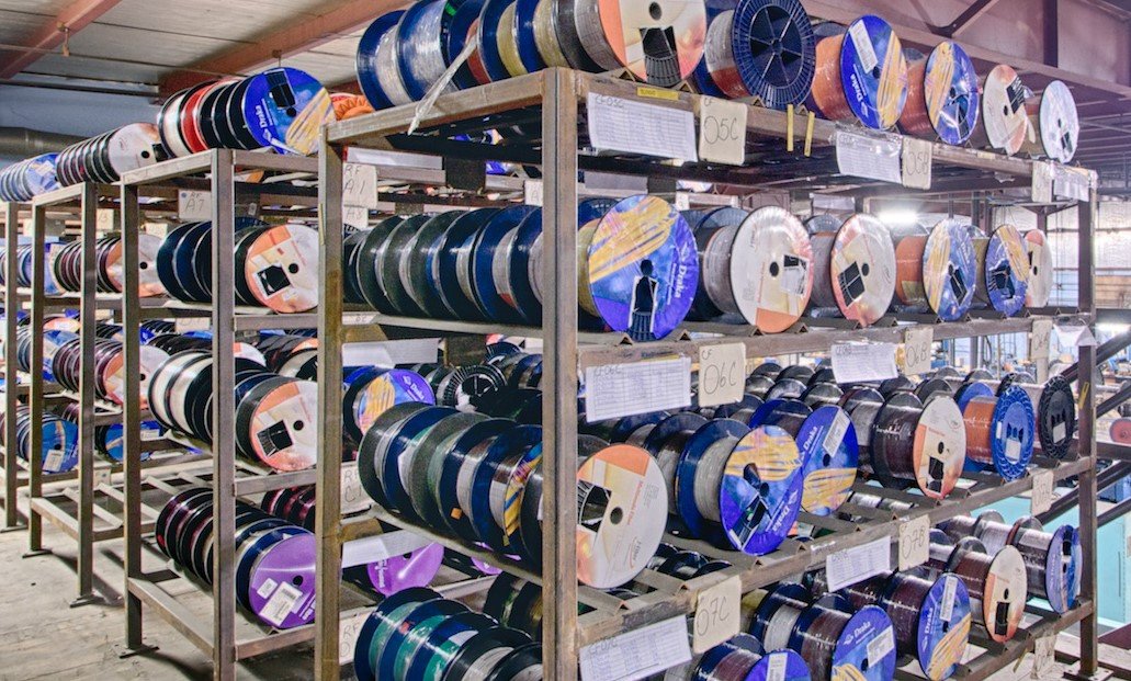 Surplus cable inventory spools from an overstock liquidation